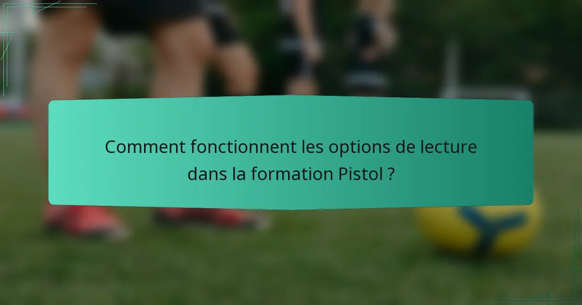 Comment fonctionnent les options de lecture dans la formation Pistol ?
