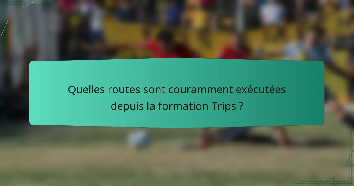 Quelles routes sont couramment exécutées depuis la formation Trips ?
